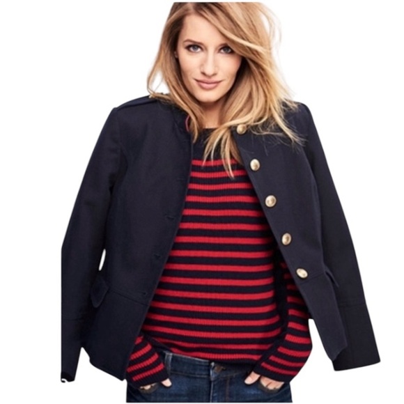 TALBOTS Women’s Classic Modest Navy Compact Military Twill Cotton Jacket Size 2 - Picture 3 of 12